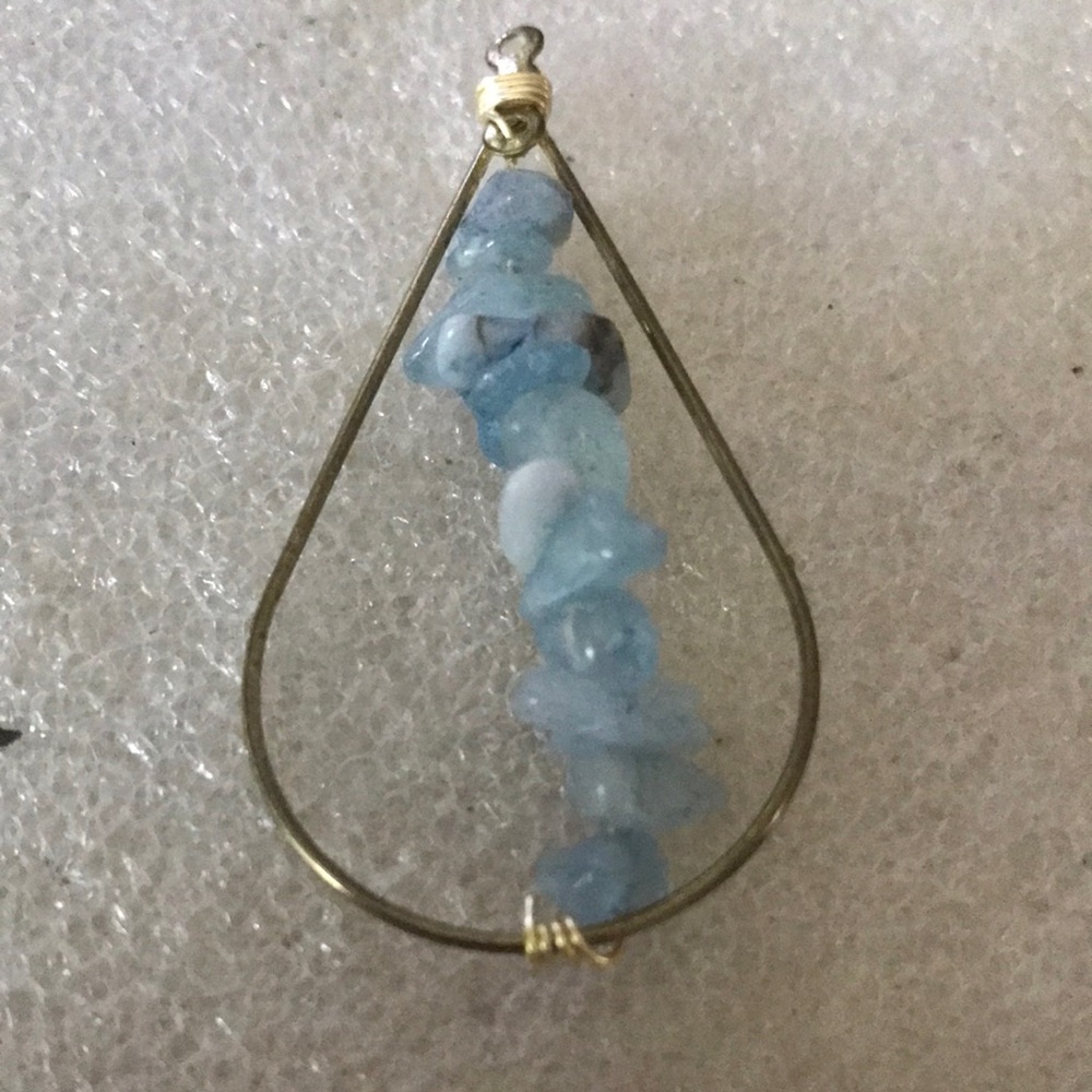 Blue Chip Bead Teardrop Pendant Necklace - Women Jewelry
